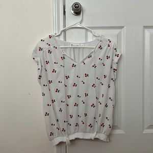 7th Avenue Cherry Embroidered White Blouse